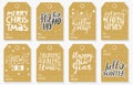 Set of Christmas and New Year gift tags. Lettering phrase and doodle elements. Royalty Free Stock Photo