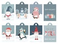 Set of Christmas and New Year gift tags or present label