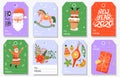 Set of Christmas and New Year gift tags. Vector Royalty Free Stock Photo