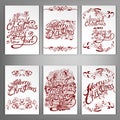 Set Of Christmas And New Year Greeting Cards.