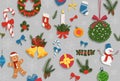 Set of Christmas. New Year holiday decoration elements, symbols collection. Vector Royalty Free Stock Photo