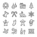 Set of Christmas and New Year outline icons. Line vector illustration. Royalty Free Stock Photo