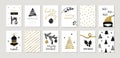 Set of christmas new year winter holiday cute greeting cards