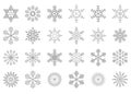 Set of Christmas and New Years snowflakes in gray. Elements for design.