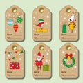 Set of christmas paper tags.