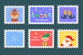 Set Christmas postage stamp, postmarks or stickers Royalty Free Stock Photo