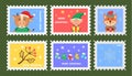 Set Christmas postage stamp, postmarks or stickers Royalty Free Stock Photo