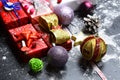 Set of Christmas presents. Decor made of gifts Royalty Free Stock Photo