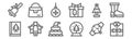 Set of 12 christmas presents icons. outline thin line icons such as shirt, snow globe, angel, christmas tree, ball, handbag