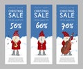 Set of Christmas sale banners cute Santa Claus Royalty Free Stock Photo