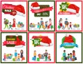 Set of Christmas Sale Premium Quality Banners Royalty Free Stock Photo