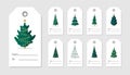 Set of Christmas sale tags with cute scandinavian tree. New Year night discount. Vector illustration in cartoon style Royalty Free Stock Photo