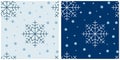 Set of Christmas Seamless pattern with snowflakes. Winter Flat vector illustration for Holiday decoration, Wrapping paper template Royalty Free Stock Photo