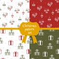 Set of christmas seamless patterns in cartoon style