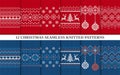 Set of 12 Christmas seamless patterns. Knitted sweater red and blue textures big collection. Set Xmas winter background Royalty Free Stock Photo