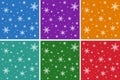 A set of Christmas seamless patterns with snowflakes. On colored backgrounds.