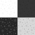 A set of Christmas seamless patterns with snowflakes. On monochrome backgrounds.