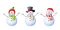 Set of Christmas snowmen. Vector illustration. Royalty Free Stock Photo