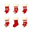 Set of christmas sock isolated on white background. Royalty Free Stock Photo