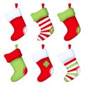 Set of Christmas socks. Vector illustration. Royalty Free Stock Photo