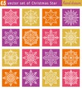 Set with christmas star over color backgrounds