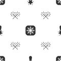 Set Christmas star, Snowflake and Sparkler firework on seamless pattern. Vector Royalty Free Stock Photo