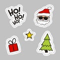 Set of Christmas stickers with Santa and Ho-Ho-ho