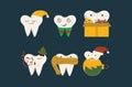 Set of Christmas teeth, illustration for dental clinics Royalty Free Stock Photo