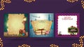 Set of Christmas templates with blank old parchments and Christmas icons Royalty Free Stock Photo