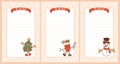 Set of Christmas templates. To-do list. Cute old retro cartoon style characters. Snowman, spruce, Christmas stocking