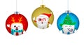 Set of Christmas tooth characters in Christmas ball. Royalty Free Stock Photo