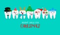 Set of Christmas tooth characters. Royalty Free Stock Photo