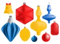 set Christmas toys, balls in form of stars, Royalty Free Stock Photo