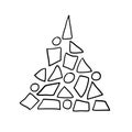 Set of christmas tree doodle illustration Hand drawn Sketch line vector Royalty Free Stock Photo