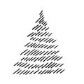 Set of christmas tree doodle illustration Hand drawn Sketch line vector Royalty Free Stock Photo