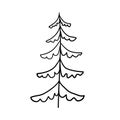 Set of christmas tree doodle illustration Hand drawn Sketch line vector Royalty Free Stock Photo