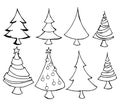 Set of Christmas tree icon Drawing illustration Hand drawn doodle Sketch line vector eps10 Royalty Free Stock Photo