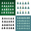 Set of Christmas tree silhouette design vector set. Royalty Free Stock Photo