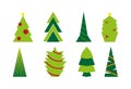 Set of Christmas tree, vector. Flat Royalty Free Stock Photo