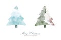 Set of Christmas trees stain watercolor hand painted Royalty Free Stock Photo