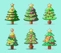 Set of Christmas trees. Vector set template Royalty Free Stock Photo