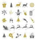 Set of christmas vector elements isolated on white background. New year icons. Winter symbols.