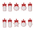 Set of christmas white price tags with red bows