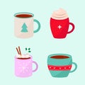 A set of Christmas winter candy cups. Vector illustration