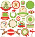 Set of Christmas Winter Labels Icons Flat Collection on