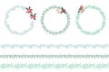 Set of Christmas wreathes isolated on white.