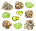 Set of Chrysolite Olivine, Peridot gemstones Royalty Free Stock Photo