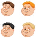 Set of chubby boy head with different hair colour