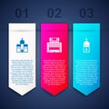 Set Church building, Hotel Ukraina and tower. Business infographic template. Vector