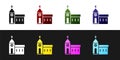 Set Church building icon isolated on black and white background. Christian Church. Religion of church. Vector Royalty Free Stock Photo